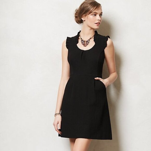 Anthropologie Tabitha Cherie Sleeveless Textured A-Line Mini Black Dress 2 - Picture 1 of 12